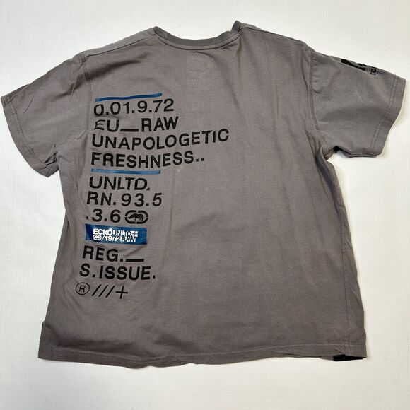 Ecko Unltd Y2K T-shirt Streetwear Superior Issue Eckonomics Rhino Gray Men Lrge - Picture 2 of 12